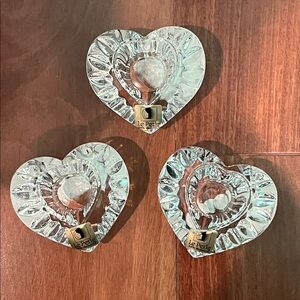 Le Perle Set of 3 Clear Heart Candle Holders